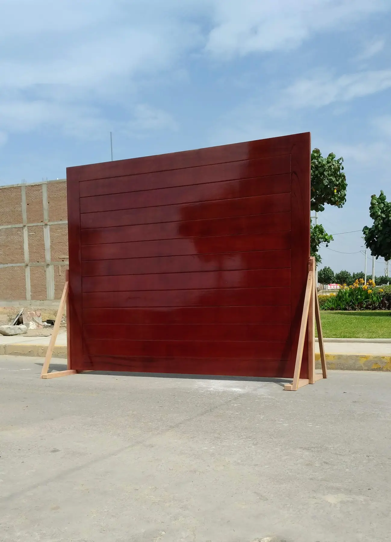 Puerta principal de madera cedro con diseño moderno